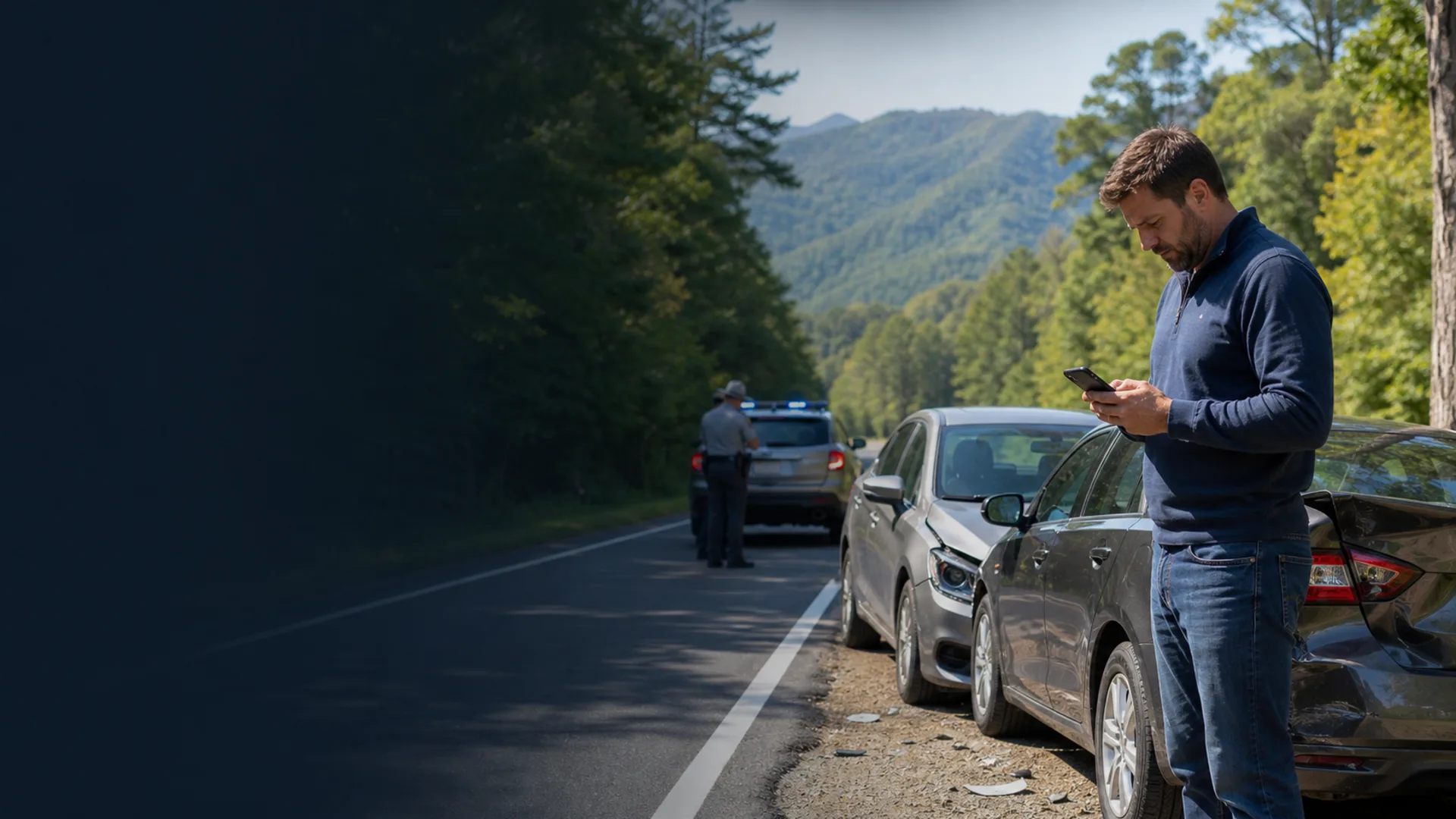 North Carolina driver using the official Highway Patrol accident report search with a DMV-349 report nearby