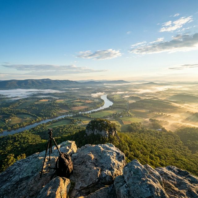 Sweeping views of the Yadkin Valley from the summit of Pilot Mountain