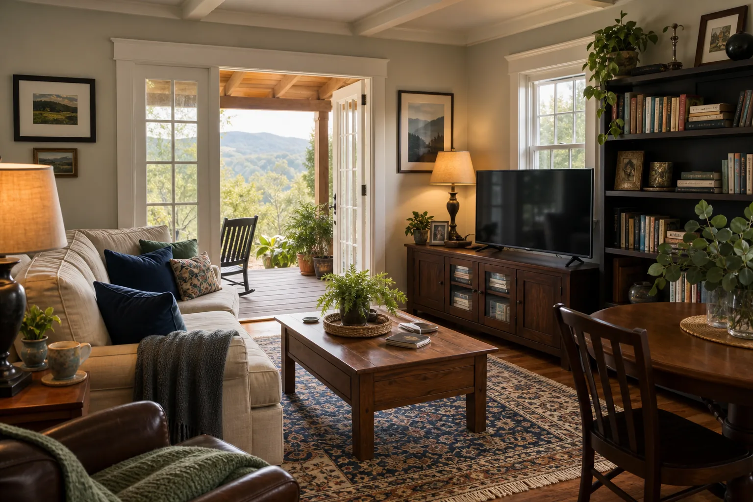 A furnished living room showing the belongings inside a home
